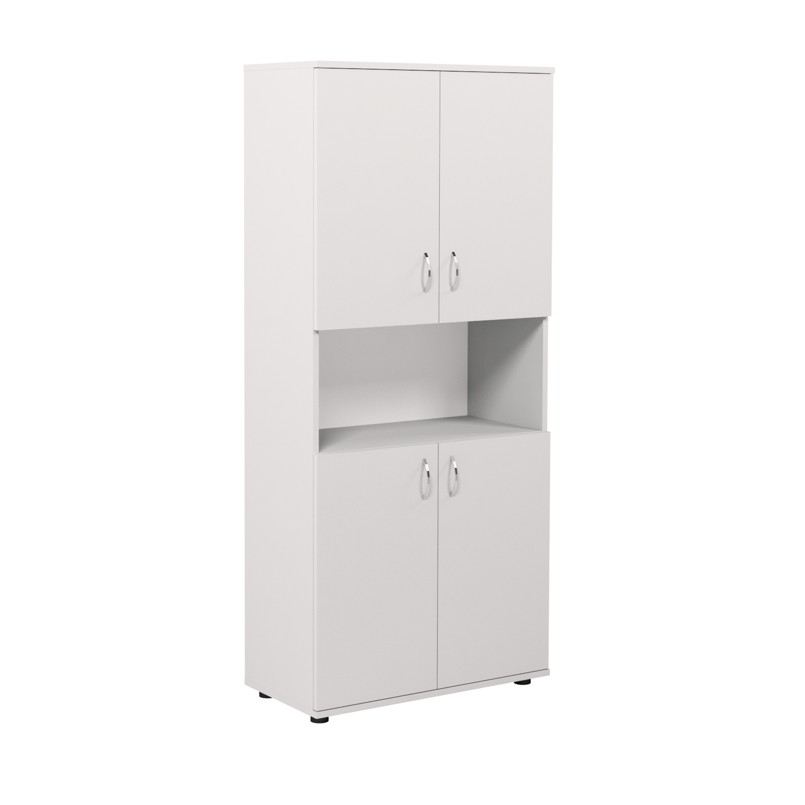 Напівзакрита 4-дверна шафа, з полицями, матеріал корпусу - ЛДСП, для зберігання книжок та речей, АЛМАНТ, 802х403х1816 мм.